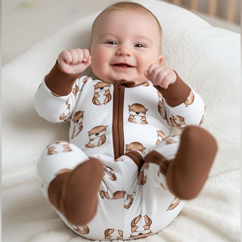 Organic Bamboo One piece Pajamas baby Otter